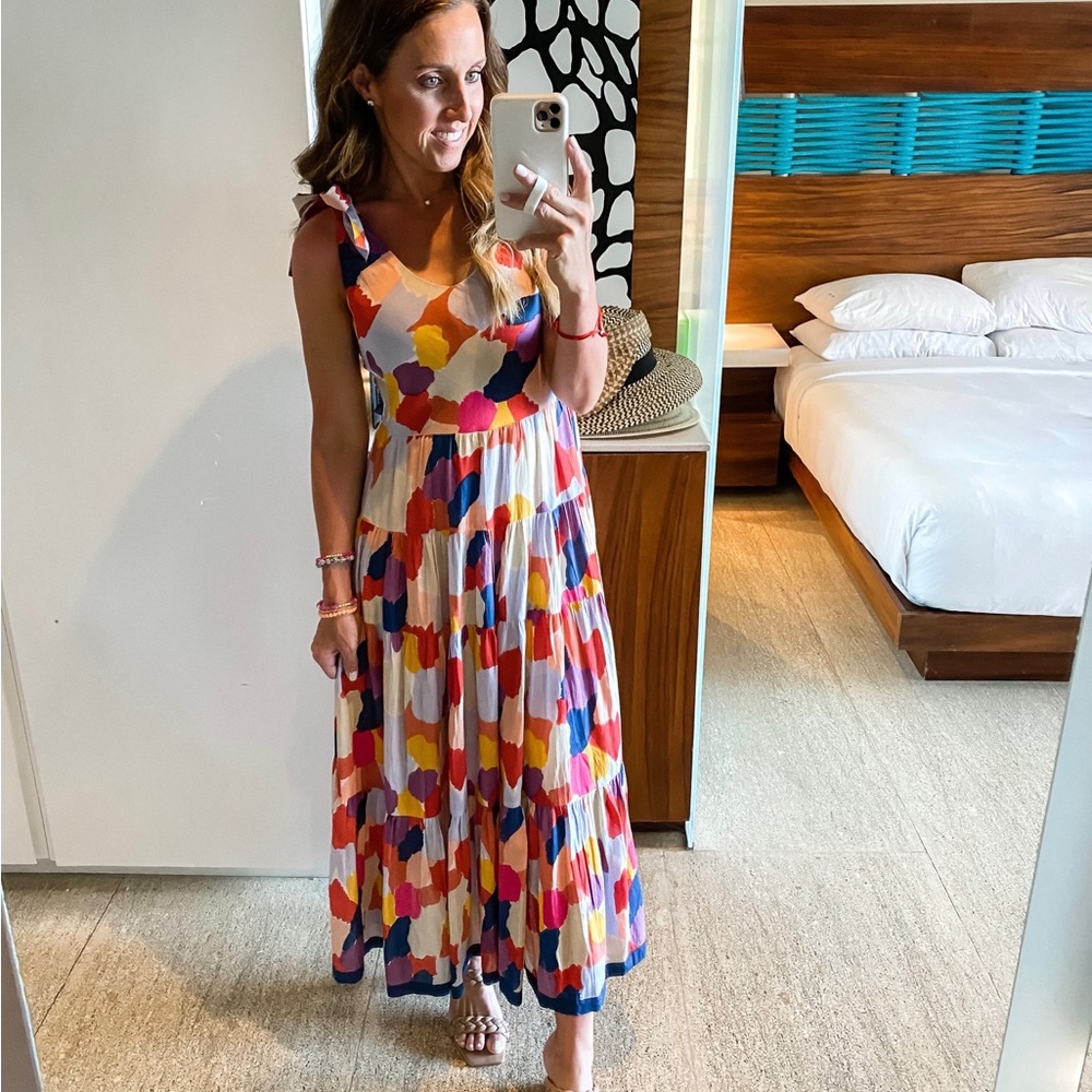 THML Maxi Dress - Sayulita Multi Colored Tiered Maxi Dress